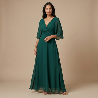 Lucía - Vestido de chiffon con escote en V