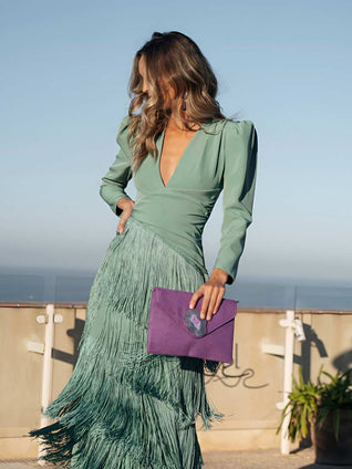 Vestido Flecos Salvia